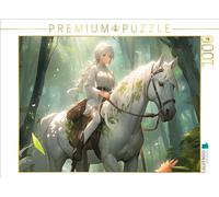 Puzzle · Promenade à Cheval dans la forêt | Image générée par IA d'un dessin de manga · 1000 pièces · Format assemblé 64 × 48 cm · CALVENDO Puzzle