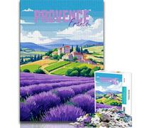 Puzzle Provence France Lavande pour Adultes 1000 pièces, Jeu Stimulant, Chaque pièce est Unique - Jeu Familial Stimulant 38x26cm