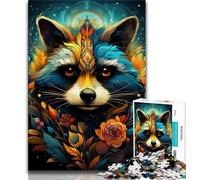 Puzzle psychédélique Animal Raton Laveur 1000 pièces pour Adolescents, Assemblage de Motifs, activités Amusantes à la Maison, Cadeau d'anniversaire, Cadeaux de Voyage (50x75cm)