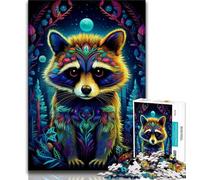 Puzzle psychédélique Animal Raton Laveur 1000 pièces pour Adolescents, Jouets éducatifs et Anti-Stress avec Père Noël (75x50cm)