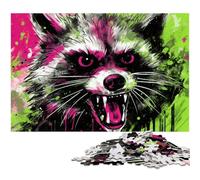 Puzzle psychédélique Animal Raton Laveur 1000 pièces Puzzles en Bois pour Adultes pour Adolescents et Ados, pour Anniversaire et Vacances 50x75cm / 19,68x29,52 Pouces