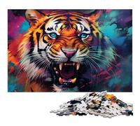 Puzzle psychédélique Animal Tigre 1000 pièces pour Adultes, Puzzle en Carton, Divertissement Relaxant, Cadeau de Noël Parfait et décoration intérieure 26x38cm / 10,23x14,96 Pouces