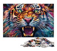 Puzzle psychédélique Animal Tigre 1000 pièces, Puzzle Impossible pour Adultes, Casse-tête Stimulant pour Adolescents, Jeu interactif Amusant en Famille 50x75cm / 19,68x29,52 Pouces
