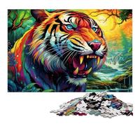 Puzzle psychédélique Animal Tigre 1000 pièces Puzzles impossibles pour Adultes Cadeau Parfait pour Les Anniversaires et Les Vacances 26x38cm / 10,23x14,96 Pouces