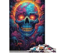 Puzzle Psychédélique avec Crânes Enfumés, Défi Difficile, Puzzle en Carton 100% Recyclé pour Enfants et Adultes, Cadeaux d'halloween (75x50cm)