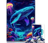 Puzzle psychédélique Baleine 1000 pièces pour Adultes et Adolescents, Anti-Stress, défi Difficile, décoration d'intérieur Unique et Cadeaux (75x50cm)