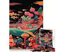 Puzzle psychédélique Baleine en Fleurs pour Adultes, 1000 pièces, Jeu de logique Robuste, Anti-Tension, Bords Transparents, Cadeau de qualité supérieure (38x52cm)