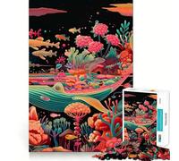 Puzzle psychédélique Baleine en Fleurs pour Adultes 1000 pièces Stimule la mémoire Loisirs Amusants Bords précis Joli Cadeau (38x26cm)