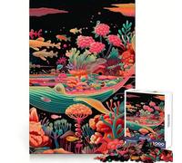 Puzzle psychédélique Baleine en Fleurs pour Adultes 1000 pièces Stimule la mémoire Loisirs Amusants Bords précis Joli Cadeau (38x26cm)