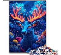 Puzzle psychédélique Cerf 1000 pièces pour Adolescents, Cadeaux pour Les 14 Ans et Plus, Jeux de réflexion en Famille, Cadeaux d'anniversaire de Noël (50x75cm)