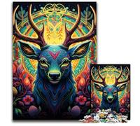 Puzzle psychédélique cerf 1000 pièces pour Adultes. Divertissement Relaxant, Cadeau de Noël idéal et décoration d'intérieur. 50x75cm / 19,68x29,52 Pouces.