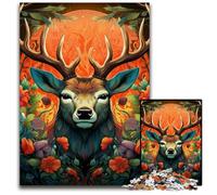 Puzzle psychédélique Cerf 1000 pièces pour Adultes, Jeu Stimulant, activité familiale Interactive, 50x75cm / 19,68x29,52 Pouces