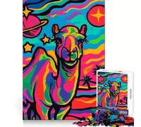 Puzzle psychédélique Chameau dans l'espace 1000 pièces pour Adultes Jeu de réflexion Peaceful Time Clear Cut Art Collectible 38x26cm