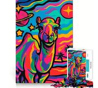 Puzzle psychédélique Chameau dans l'espace 1000 pièces pour Adultes Jeu de réflexion Peaceful Time Clear Cut Art Collectible 38x26cm