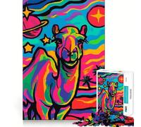 Puzzle psychédélique Chameau dans l'espace pour Adultes, 1000 pièces, pour stimuler la mémoire, Moment de détente, Motif à Assembler, liste de souhaits du Père Noël 38x52cm
