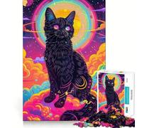 Puzzle psychédélique Chat Espace 1000 pièces pour Adolescents Jeu de réflexion et d'évasion Cadeau attentionné 38x52cm