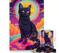 Puzzle psychédélique Chat Spatial 1000 pièces pour Adolescents, Jeu de logique Solide, activité à la Maison, Bords Transparents, Cadeau précieux 50x75cm