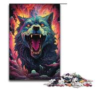 Puzzle psychédélique coloré de 1 000 pièces représentant Un Chien maléfique du Futur idéal pour Les Adultes et Les Adolescents de 14 Ans et Plus. 1 000 pièces (38 x 26 cm).