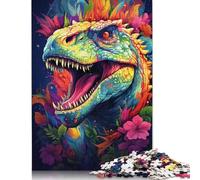 Puzzle psychédélique coloré de 500 pièces représentant des Dinosaures pour Adultes, Jouets éducatifs, décoration familiale, 500 pièces (52 x 38 cm)