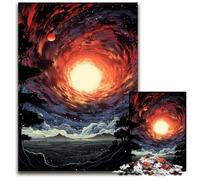 Puzzle psychédélique coloré de Black Hole Dawn 1000 pièces pour Adultes Puzzle décoratif à Faire soi-même Stimulant pour Le Cerveau Jouet interactif Familial 1000 pièces (38x26cm)