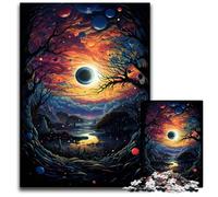 Puzzle psychédélique coloré de Black Hole Dawn 1000 pièces pour Adultes Puzzle en Papier défi cérébral activité éducative pour Adolescents 1000 pièces (38x26cm)
