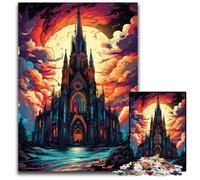 Puzzle psychédélique coloré de la cathédrale Saint-Jacques pour Adultes 1000 pièces Puzzles Difficiles pour Adultes pour Les Vacances et décoration intérieure 1000 pièces (38x26cm)