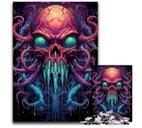 Puzzle psychédélique coloré de l'invasion de Cthulhu 1000 pièces pour Adultes Puzzle décoratif à Faire soi-même Stimulant pour Le Cerveau Jouet interactif Familial 1000 pièces (38x26cm)
