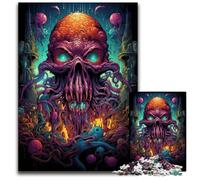 Puzzle psychédélique coloré de l'invasion de Cthulhu 1000 pièces pour Adultes Puzzles en Bois pour Adultes Jeu de réflexion Jeu Familial interactif Convient aux âges + 1000 pièces (75x50cm)