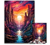 Puzzle psychédélique coloré des falaises de Moher 1000 pièces pour Adultes Puzzles en Bois Cadeau de défi cérébral Activité éducative pour Adolescents 1000 pièces (75x50cm)