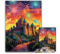 Puzzle psychédélique coloré du château de Carcassonne 1000 pièces Puzzles en Bois pour Adultes Jeu décoratif à Faire soi-même Jouet interactif Familial 1000 pièces (75x50cm)