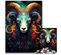 Puzzle psychédélique coloré du Dieu chèvre 1000 pièces pour Adultes Puzzles en Papier Cadeau de Vacances Parfait pour Noël Halloween Pâques Nouvel an 1000 pièces (38x26 cm)