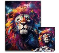 Puzzle psychédélique coloré du Lion de la Nuit étoilée 1000 pièces Puzzle en Papier pour Adultes décoration idéale pour la Maison ou Le Bureau Cadeau de Noël idéal 1000 pièces (38x26cm)