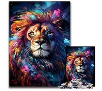 Puzzle psychédélique coloré du Lion de la Nuit étoilée 1000 pièces Puzzle Impossible pour Adultes Casse-tête Haute difficulté pour Adolescents 1000 pièces (75x50cm)
