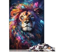 Puzzle psychédélique coloré du Lion de la Nuit étoilée, Images Personnalisables, Puzzle en Carton 100% recyclé pour Enfants, Cadeau Unique, 1 000 pièces (38 x 26 cm)