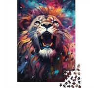 Puzzle psychédélique coloré du Lion de l'espace, Stimulant et Stimulant, en Carton 100% recyclé, pour Adultes, Cadeau d'anniversaire (75 x 50 cm)