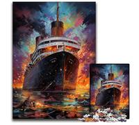 Puzzle psychédélique coloré du Titanic 1000 pièces pour Adultes activités Amusantes à la Maison Cadeau d'anniversaire Cadeau de Voyage 1000 pièces (38x26cm)