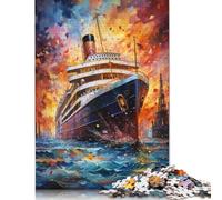 Puzzle psychédélique coloré du Titanic, Puzzle rectangulaire en Carton 100% recyclé de qualité supérieure pour Adultes, Cadeau Unique, 1 000 pièces (75 x 50 cm)
