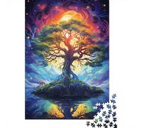 Puzzle psychédélique coloré en Forme d'arbre du Monde, Puzzle rectangulaire en Papier pour garçon ou Fille, Cadeau de Noël, 1 000 pièces (38 x 26 cm)