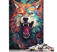 Puzzle psychédélique coloré en Papier rectangulaire représentant Une louve, idéal pour Les familles, idéal comme Cadeau de Noël pour garçon ou Fille, 1 000 pièces (38 x 26 cm)