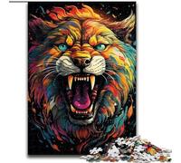 Puzzle psychédélique coloré Lion 1000 pièces pour Adolescents, à partir de 14 Ans, Casse-tête Familial, Cadeaux de Noël et d'anniversaire 50x75cm