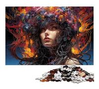 Puzzle psychédélique coloré pour Adultes 1 000 pièces Motif Filles mécaniques en Bois Amusant Cadeau 1 000 pièces (75 x 50 cm)