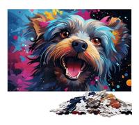 Puzzle psychédélique coloré pour Adultes 1 000 pièces Motif Terrier avec Affiche et fiche de Questions-réponses Assorties (38 x 26 cm)