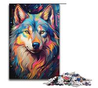 Puzzle psychédélique coloré pour Adultes 1000 pièces Motif Husky sibérien en Bois Difficile et Stimulant 1000 pièces (38 x 26 cm)