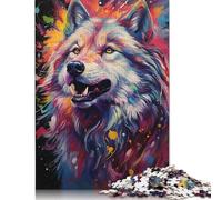 Puzzle psychédélique coloré représentant Un Loup-Garou, 100% Carton recyclé, rectangulaire, pour Adultes et Enfants, Cadeau de Noël (75 x 50 cm)