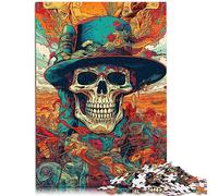 Puzzle psychédélique crâne de Cowboy Adulte 1000 Puzzles en Bois Puzzle Famille ou Enfants 50x75 cm