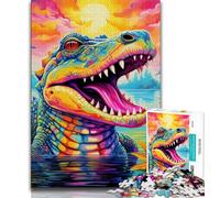 Puzzle psychédélique Crocodile du Nil 1000 pièces pour Adultes et Adolescents, Jeux éducatifs, décoration Murale, Cadeaux d'anniversaire et de Noël Uniques 50x75cm