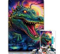 Puzzle psychédélique Crocodile du Nil 1000 pièces pour Adultes, Jeu Familial Anti-Stress, défi Difficile, Superbes Cadeaux et Jouets (38x26cm)