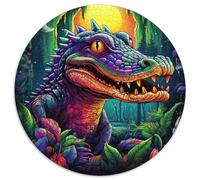 Puzzle psychédélique Crocodile du Nil 1000 pièces Puzzle Rond de 1000 pièces, Parfait pour s'amuser en Famille à Noël, Thanksgiving, Les Anniversaires et Pâques (67,5x67,5cm)