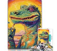 Puzzle psychédélique Crocodile du Nil pour Adolescents, 1 000 pièces, Jeu Amusant et Stimulant pour Toute la Famille (50x75cm)