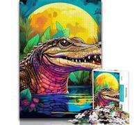 Puzzle psychédélique Crocodile du Nil pour Adultes, 1 000 pièces, Difficile à réaliser, mais Amusant et Humoristique, Cadeau d'anniversaire, Cadeaux, Art Mural 50x75cm